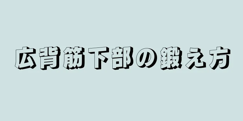 広背筋下部の鍛え方