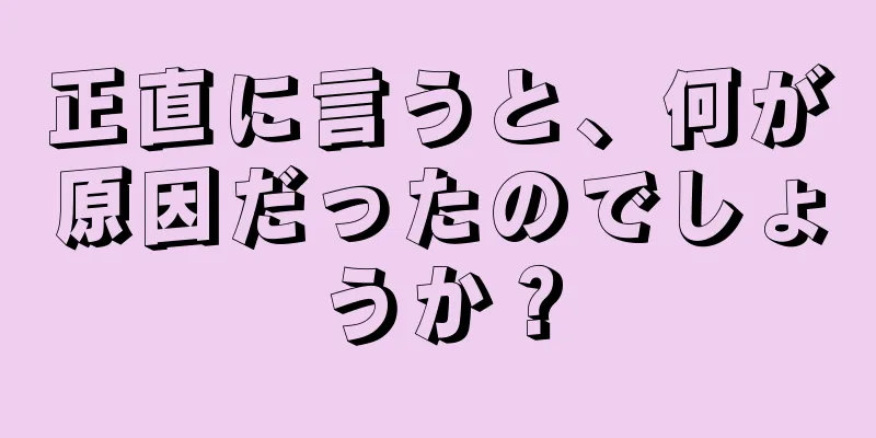 正直に言うと、何が原因だったのでしょうか？