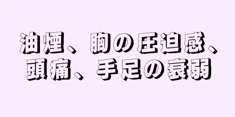 油煙、胸の圧迫感、頭痛、手足の衰弱