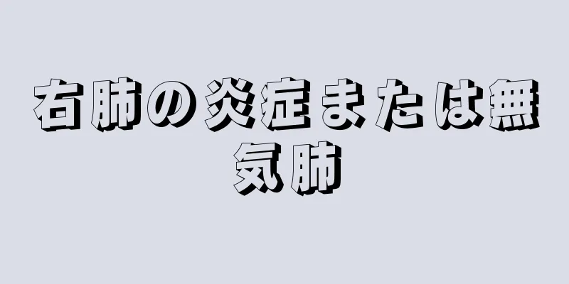 右肺の炎症または無気肺