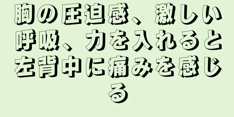 胸の圧迫感、激しい呼吸、力を入れると左背中に痛みを感じる