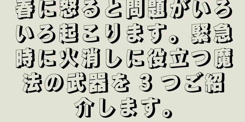 春に怒ると問題がいろいろ起こります。緊急時に火消しに役立つ魔法の武器を 3 つご紹介します。