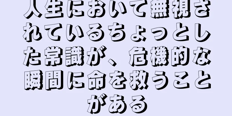 人生において無視されているちょっとした常識が、危機的な瞬間に命を救うことがある