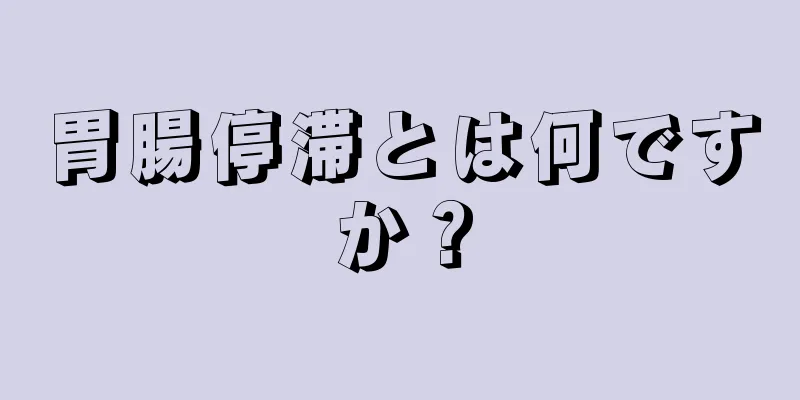 胃腸停滞とは何ですか？