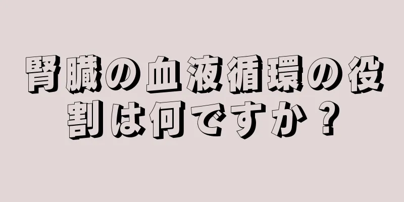 腎臓の血液循環の役割は何ですか？