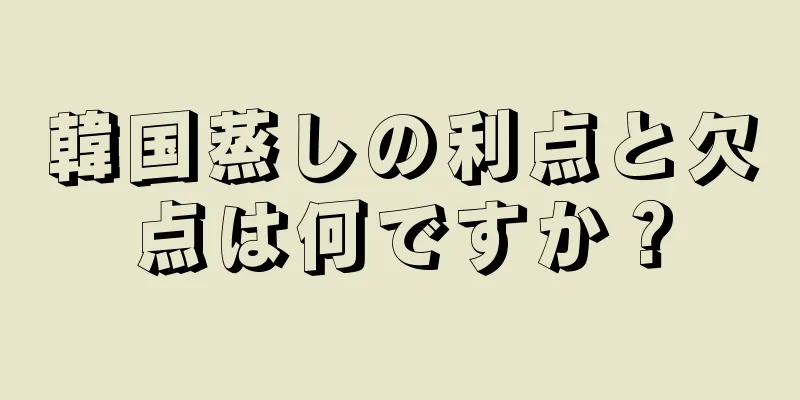 韓国蒸しの利点と欠点は何ですか？